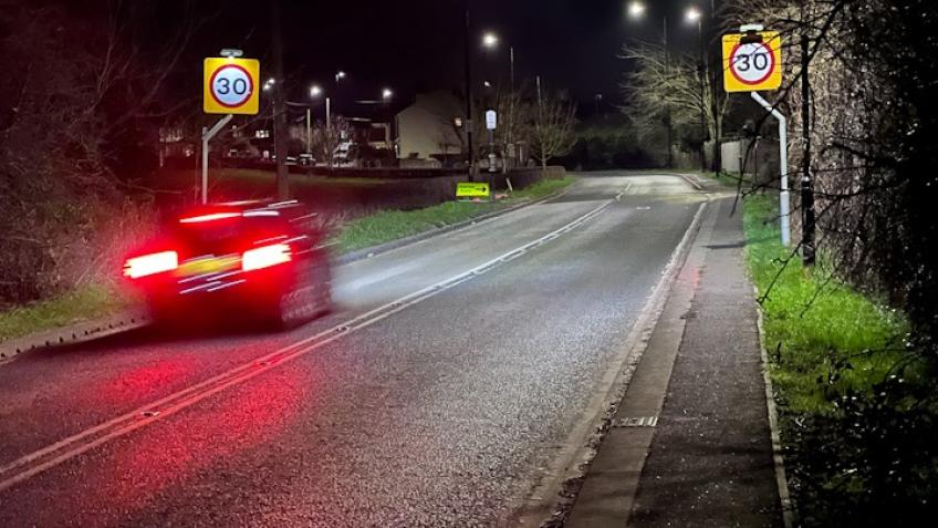 Speeding car entering Tickhill